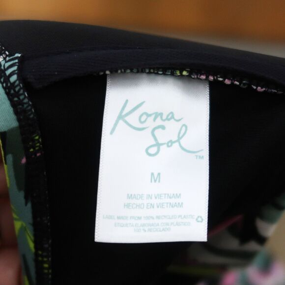 Kona‎ Sol Swimsuit Top Size Medium Bandeu Green Purple Swim Vacation - Picture 3 of 7